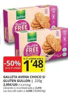 Supermercados MAS Gullón - galleta avena choco s/ gluten oferta