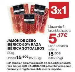 El Corte Inglés Sotoalbos - jamón de cebo ibérico 50% raza ibérica oferta