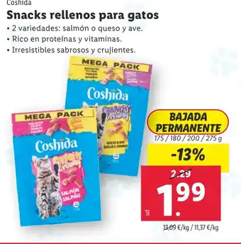 Lidl Coshida Snacks rellenos para gatos oferta