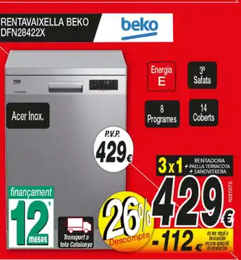 Bazar El Regalo Rentavaixella Beko DFN28422x oferta