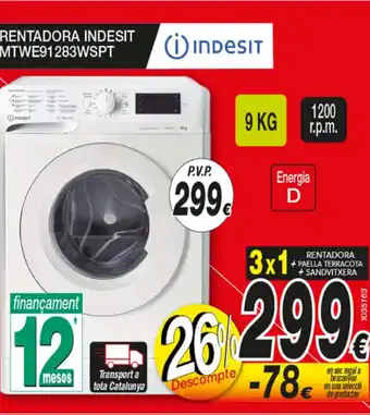 Bazar El Regalo Rentadora Indesit MTWE91283WSPT oferta