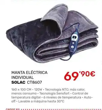 Manta Eléctrica Individual Solac Ct8607