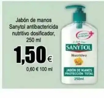 FROIZ Jabón De Manos Sanytol Antibactericida Nutritivo Dosificador 250ml oferta