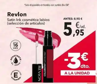 Clarel Revlon Satin Ink Cosmética Labios oferta