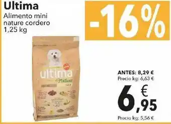 Clarel Ultima Alimento Mini Nature Cordero 1,25kh oferta