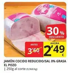 Supermercados MAS El pozo - jamón cocido reducido/sal 0% grasa oferta