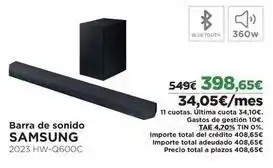 El Corte Inglés Samsung - barra de sonido 2023 hw-q600c oferta