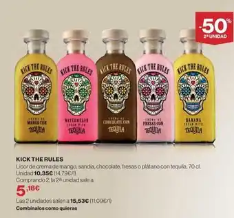 El Corte Inglés Kick the rules - licor de crema de mango, sandía, chocolate, fresas o plátano con tequila oferta