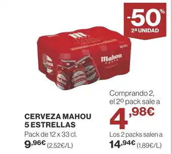 Supercor CERVEZA MAHOU 5 ESTRELLAS oferta