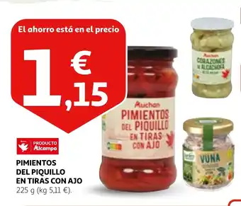 Alcampo PIMIENTOS DEL PIQUILLO EN TIRAS CON AJO oferta