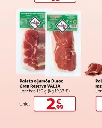 Alcampo Paleta o jamón Duroc Gran Reserva VALJA Lonchas 150 g oferta