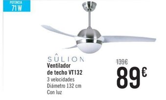 Carrefour Súlion Ventilador de techo VT132 oferta