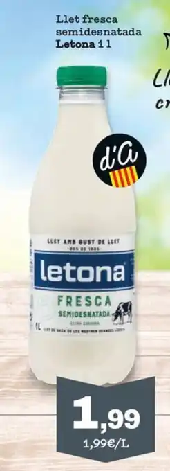Sorli Llet fresca semidesnatada Letona 11 oferta