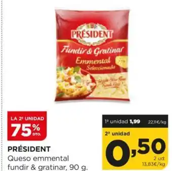 Alimerka PRÉSIDENT Fundir& Gratinar Emmental Seleccionado oferta