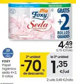 Eroski Foxy - papel higienico seda 4+2 6 rollos oferta