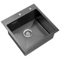 Brico Depôt Auralum fregadero de cocina negro 45x45x19 cm fregadero de acero inoxidable oferta