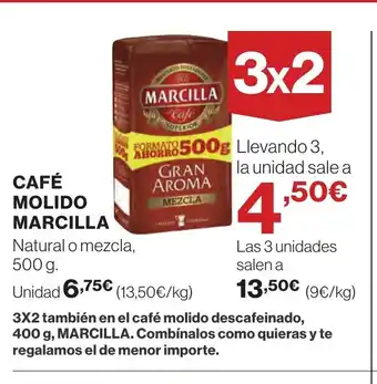 Hipercor CAFÉ MOLIDO MARCILLA oferta