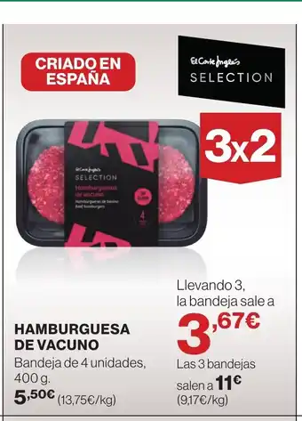 Hipercor HAMBURGUESA DE VACUNO oferta
