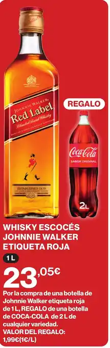 Hipercor WHISKY ESCOCÉS JOHNNIE WALKER ETIQUETA ROJA oferta