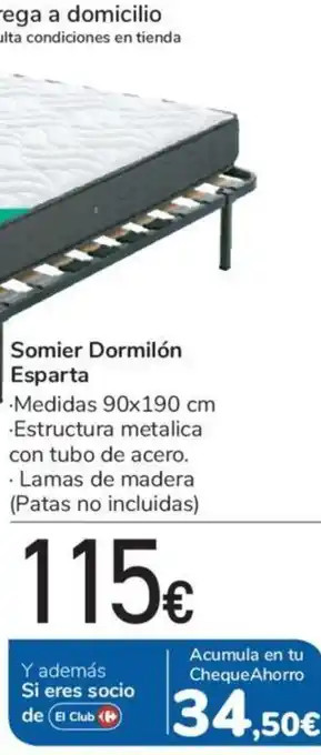 Carrefour Somier Dormilón Esparta 90x190cm oferta