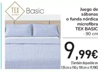 Carrefour TEX Basic Juego de sábana o funda nórdic microfibra 90cm oferta