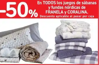 Carrefour Franela y Coralina En Todos los juegos de sábanas y fundas nórdicas de oferta
