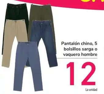 Carrefour Pantalón chino, 5 bolsillos sarga o vaquero hombre oferta