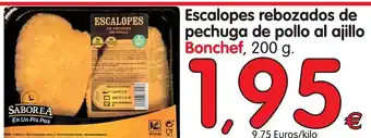 Alimerka Bonchef Escalopes rebozados de pechuga de pollo al ajillo 200g oferta