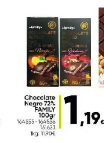 Family Cash Chocolate Negro 72% FAMILY 100gr oferta