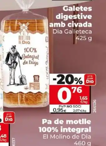 Dia Pa de motlle 100% integral oferta