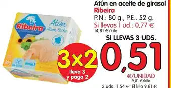 Alimerka Ribeira Atún en aceite de girasol oferta