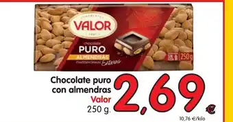 Alimerka Valor Chocolate puro com almendras 250g oferta