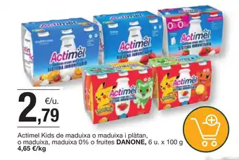 BonpreuEsclat Actimel Kids de maduixa o maduixa i plàtan, oferta