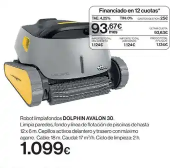 Hipercor Robot limpiafondos DOLPHIN AVALON 30. oferta