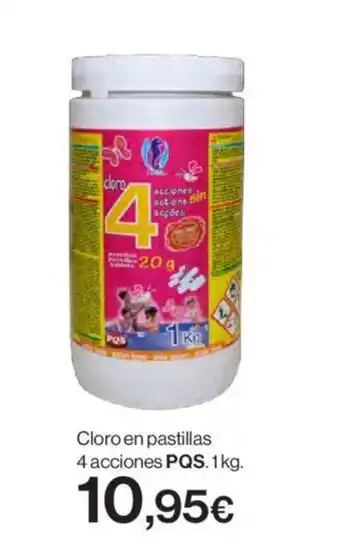 Hipercor Cloro en pastillas 4 acciones PQS.1kg. oferta