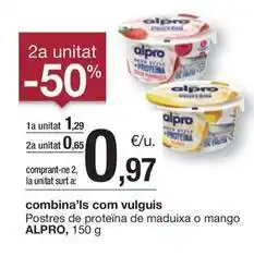 BonpreuEsclat Alpro - postres de proteina de maduixa o mango oferta