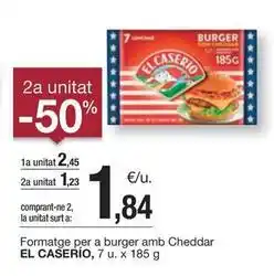 BonpreuEsclat El caserío - formatge per a burger amb cheddar oferta