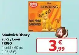 Alcampo Frigo - sandwich disney el rey leon oferta