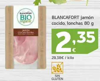 HiperDino Jamón cocido lonchas blancafort oferta