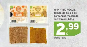 HiperDino Tempe de soja o de garbanzos macerados con tamari happi bio veggie oferta