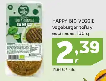 HiperDino Vergeburger tofu y espinacas happy bio veggie oferta