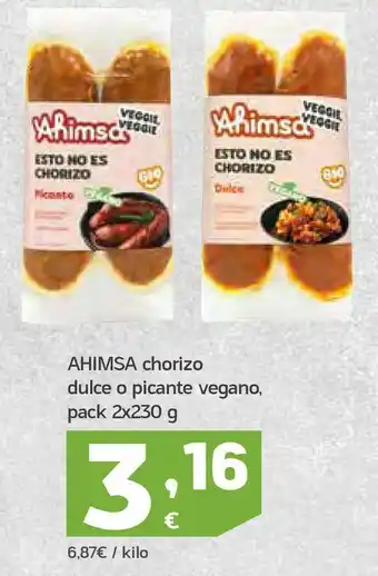 HiperDino Chorizo dulce o picante vegano pack yahimsa oferta