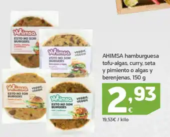 HiperDino Hamburguesas tofu-algas, curry, seta y pimiento o algas y berenjenas ahimsa oferta
