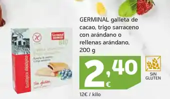 HiperDino Galleta de cacao, trigo sarraceno o arándano o rellenas arándano germinal oferta