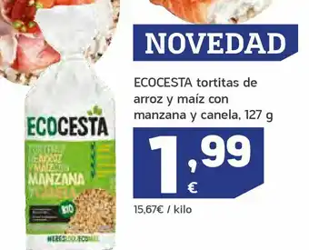 HiperDino Tortitas de arroz y maíz con manzana y canela ecocesta oferta