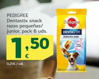HiperDino Pedigree dentastix snack razas pequeñas/ junior, pack 6 uds. oferta