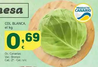 HiperDino Col blanca, el kg oferta