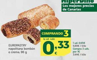 HiperDino Europastry napolitana bombón o crema, 96 g oferta