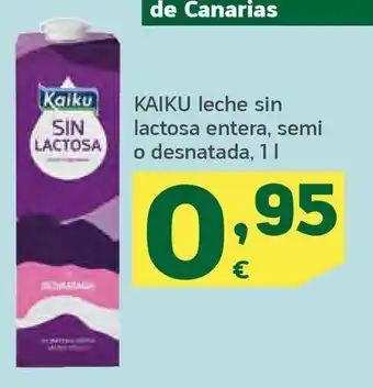 HiperDino Kaiku leche sin lactosa entera, semi o desnatada, 1 l oferta
