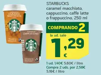HiperDino Starbucks caramel macchiato, cappuccino, caffe latte o frappuccino, 250 ml oferta